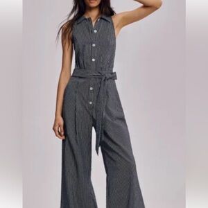 MAIVE by Anthropologie pinstripe navy jumpsuit